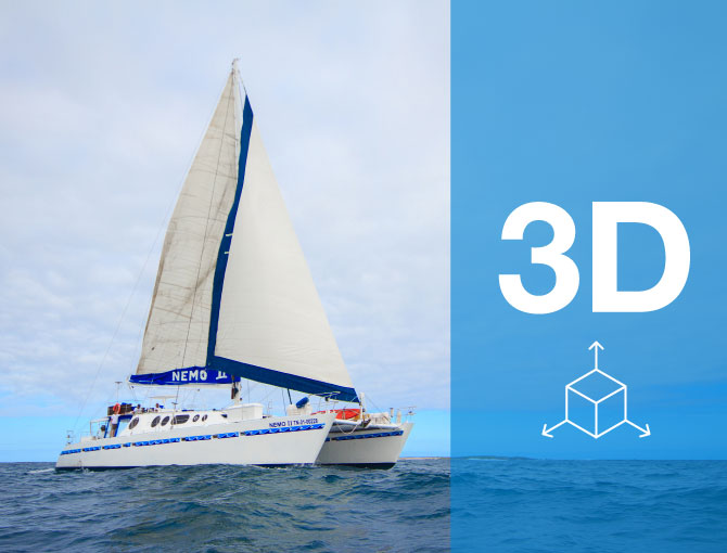 Virtual Tour 3D Nemo II Motor Sail Catamaran