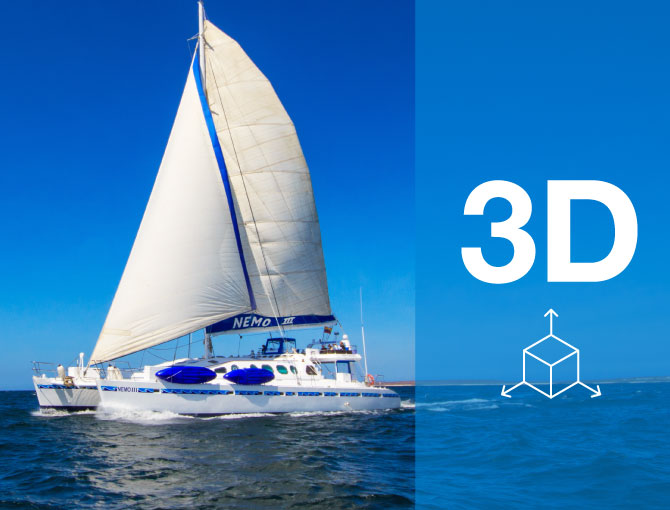 Virtual Tour 3D Nemo III Motor Sail Catamaran