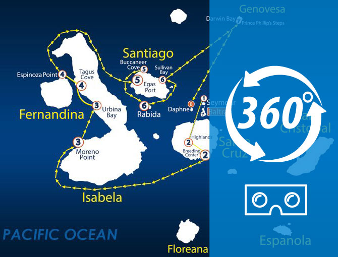 Virtual Tour 360 North Itinerary Aboard The Nemo II Galapagos Cruise