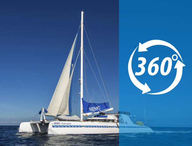 Virtual Tour 360 Nemo I Motor Sail Catamaran