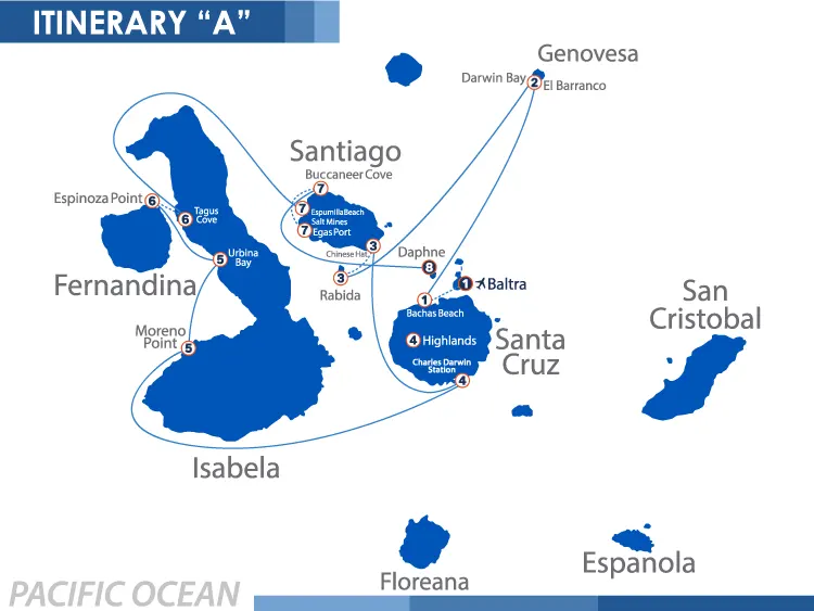 North Itinerary A (Sunday - Sunday) 8 days Nemo I Galapagos Cruise